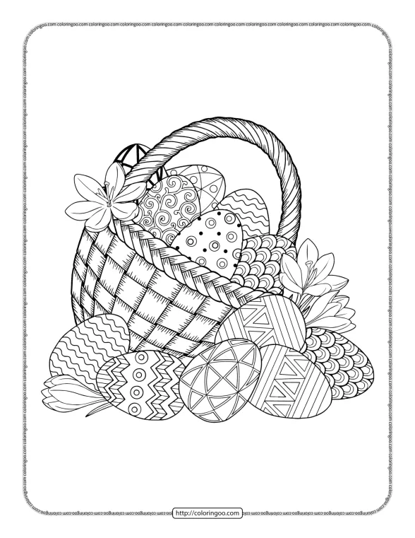 Basket Full of Easter Eggs Coloring Page 1 basket full of easter eggs coloring page