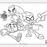 beast boy starfire and robin coloring pages