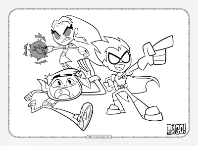 Beast Boy Starfire and Robin Coloring Pages