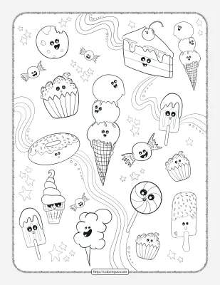 Dessert Doodle Pdf Coloring Page