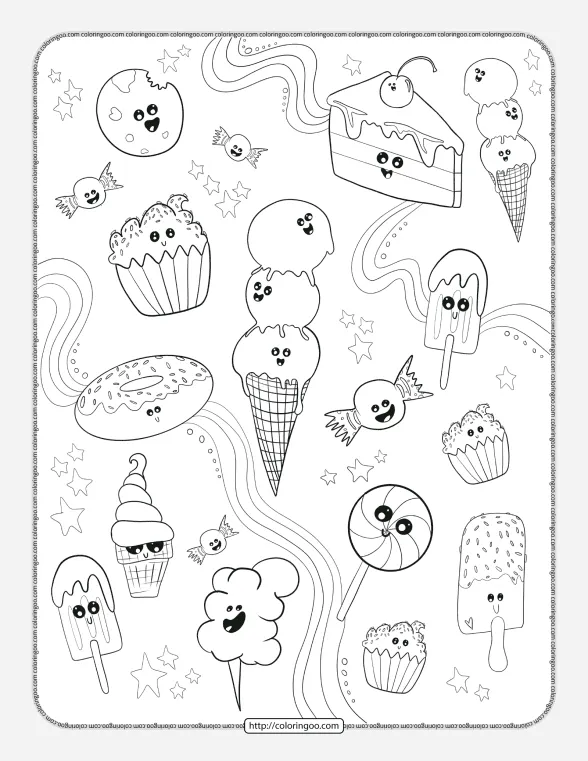 Dessert Doodle Pdf Coloring Page 1 dessert doodle pdf coloring page