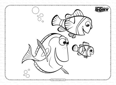 Dory Marlene and Nemo Coloring Pages