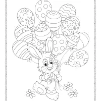 easter bunny with egg balloons coloring page