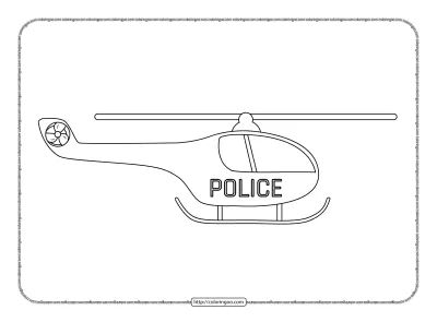 Easy Police Helicopter Pdf Coloring Page