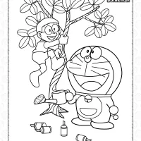 Free Doraemon Nobita Climbing A Tree 8 free doraemon nobita climbing a tree coloring page