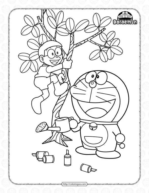 Free Doraemon Nobita Climbing A Tree 1 free doraemon nobita climbing a tree coloring page
