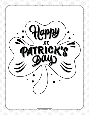 Happy St Patricks Day Coloring Sheet