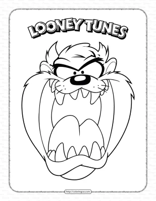 Looney Tunes Tasmanian Devil Head Coloring Page