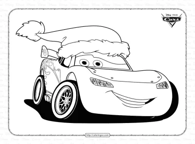 Merry Christmas Lightning McQueen Coloring Page
