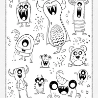 Monsters Doodle Pdf Coloring Page 8 monsters doodle pdf coloring page