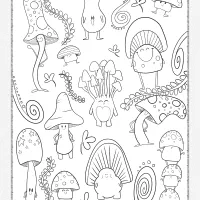 Mushrooms Doodle Pdf Coloring Page 19 mushrooms doodle pdf coloring page