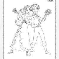 printable elena and meteo dancing coloring page