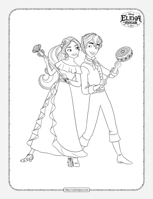 Printable Elena and Meteo Dancing Coloring Page