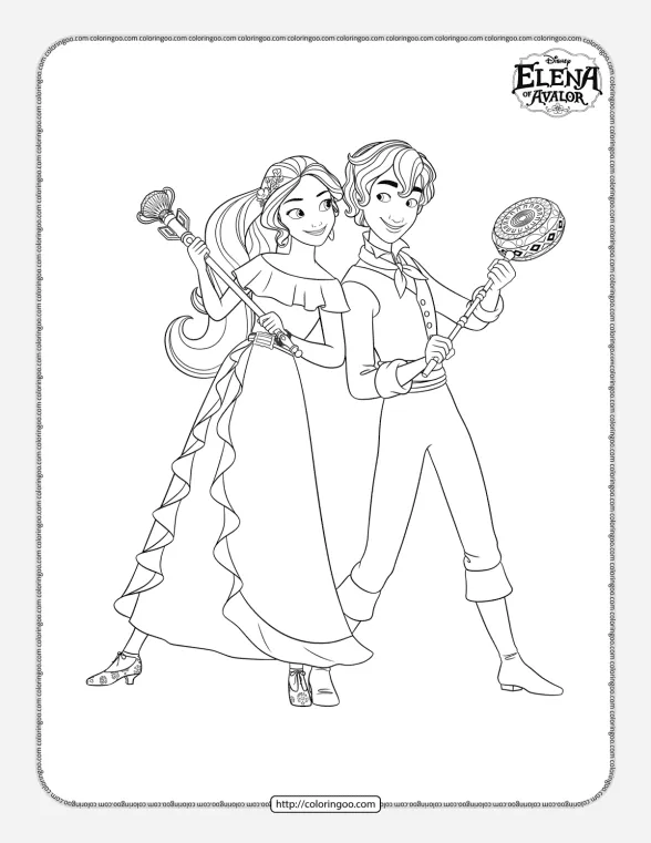Printable Elena and Meteo Dancing Coloring Page 1 printable elena and meteo dancing coloring page