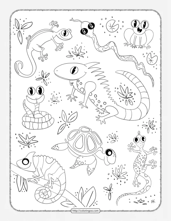 Reptiles Doodle Pdf Coloring Page 1 reptiles doodle pdf coloring page