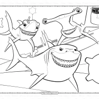 sharks chum bruce and anchor coloring page
