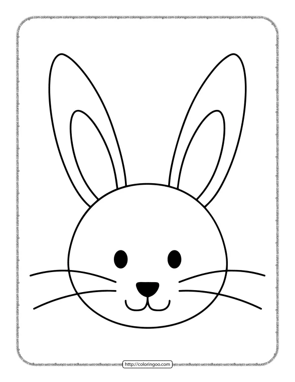 simple bunny head pdf coloring page
