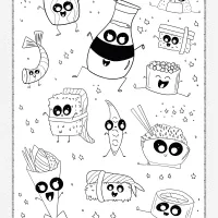 Sushi Doodle Pdf Coloring Page 9 sushi doodle pdf coloring page