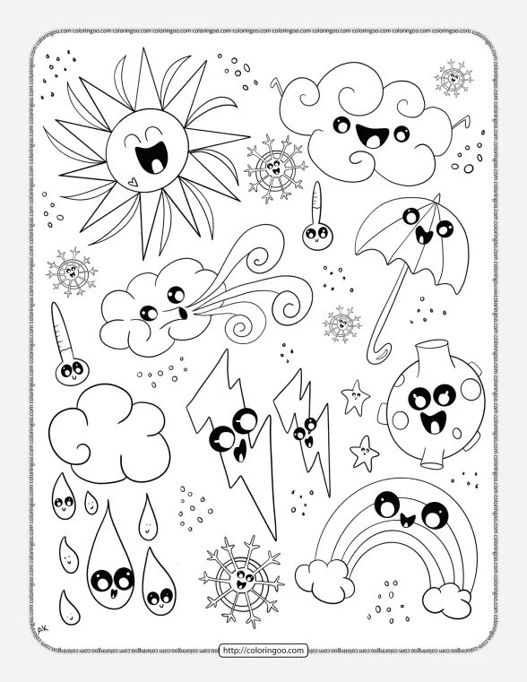 Weather Doodle Pdf Coloring Page 1 weather doodle pdf coloring page