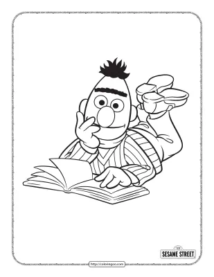 Bert Reading a Book Pdf Coloring Page