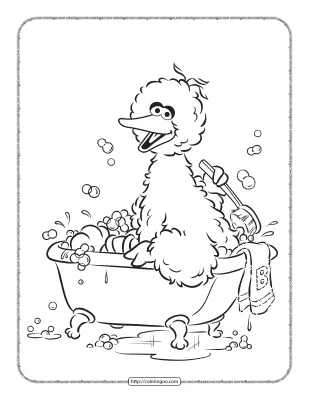 Big Bird in the Bathroom Coloring Page