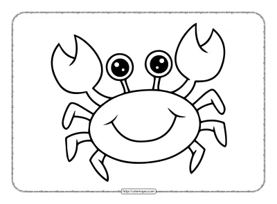 Cute Smiling Crab Coloring Pages