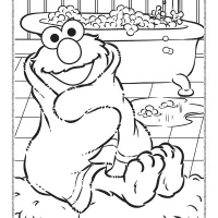 elmo a buble bath is fun coloring page