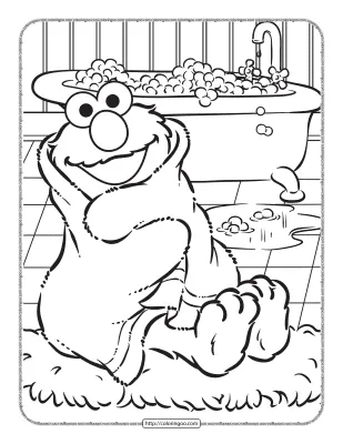 Elmo a Buble Bath is Fun Coloring Page