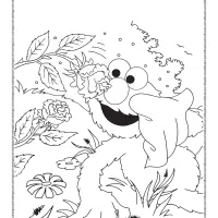 elmo in the garden coloring page