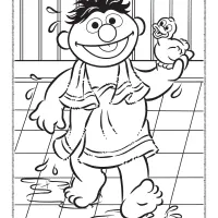 ernie in the bathroom coloring page