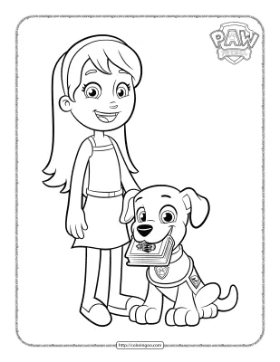 Girl and Puppy Assistant Coloring Page
