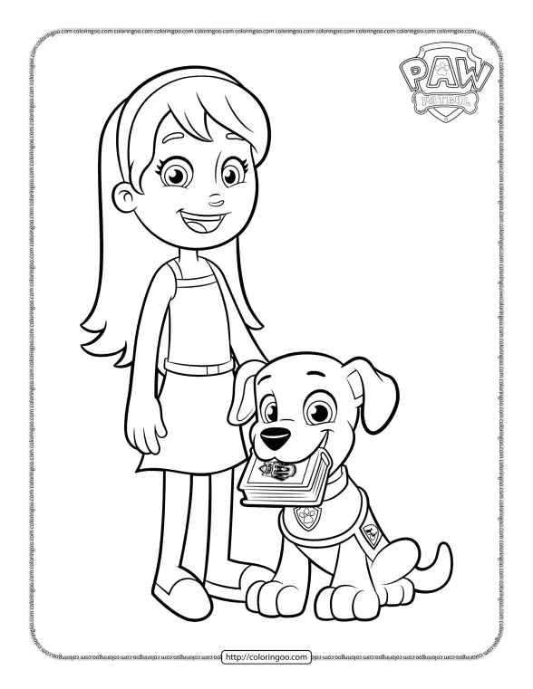 Girl and Puppy Assistant Coloring Page 1 girl and puppy assistant coloring page