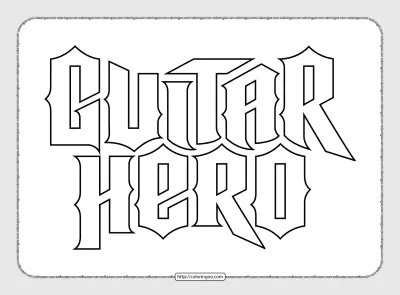 Guitar Hero Logo Pdf Outline Coloring Sheet