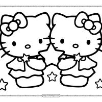hello kitty with a star coloring page