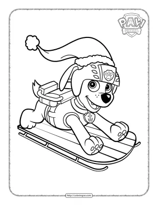 Paw Patrol Zuma on a Sled Coloring Page