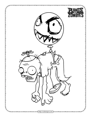 Plants vs Zombies Balloon Zombie Coloring Pages