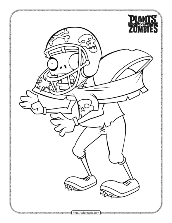 Plants vs Zombies Football Zombie Coloring Pages 1 plants vs zombies football zombie coloring pages