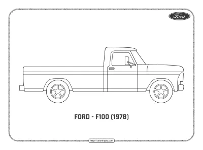 Printable Cars Ford F100 1978 Coloring Pages