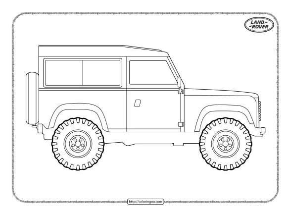 Printable Cars Land Rover Defender 90 Coloring Page 1 printable cars land rover defender 90 coloring page