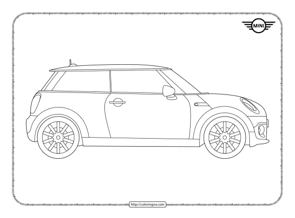 Printable Cars Mini Cooper Coloring Page 1 printable cars mini cooper coloring page