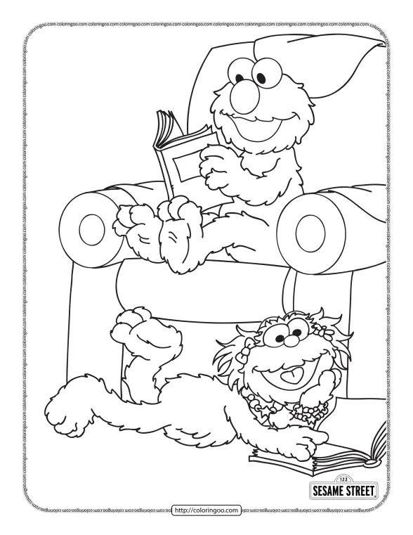printable elmo and zoe pdf coloring pages