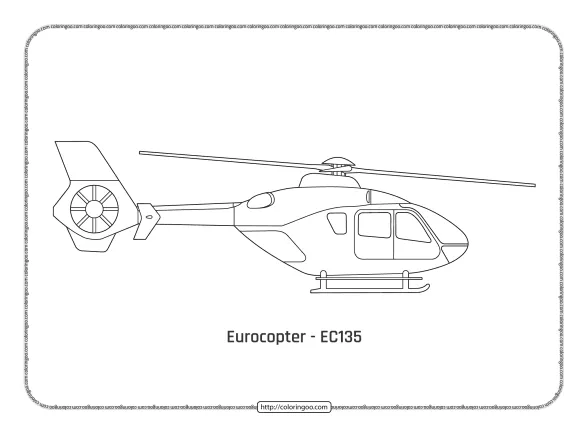 Printable Eurocopter EC135 Coloring Page 1 printable eurocopter ec135 coloring page
