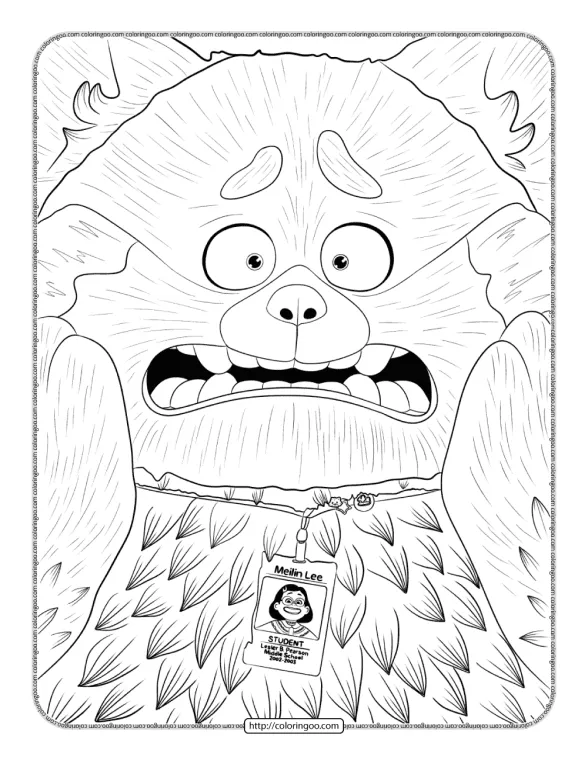 Printable Turning Red Coloring Sheet 1 printable turning red coloring sheet