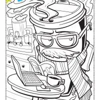 cool coffee glass coloring sheet