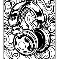 free headphone graffiti coloring sheet