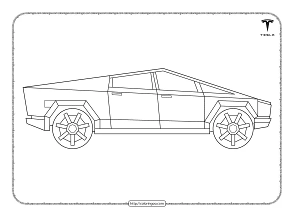 Printable Cars Tesla Cybertruck Coloring Pages 1 printable cars tesla cybertruck coloring pages