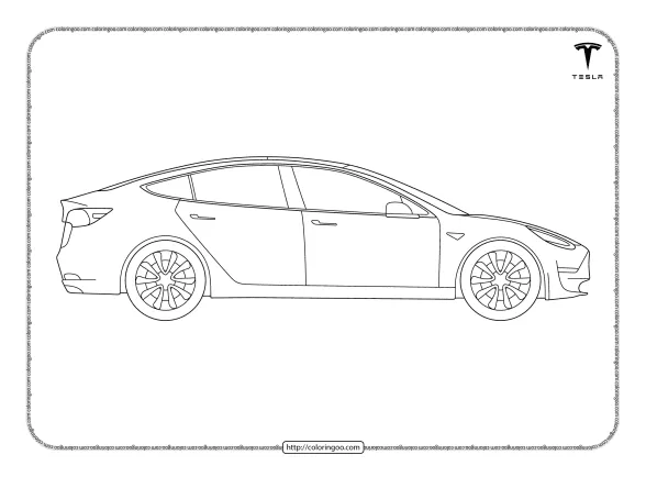 Printable Cars Tesla Model 3 Coloring Pages 1 printable cars tesla model 3 coloring pages