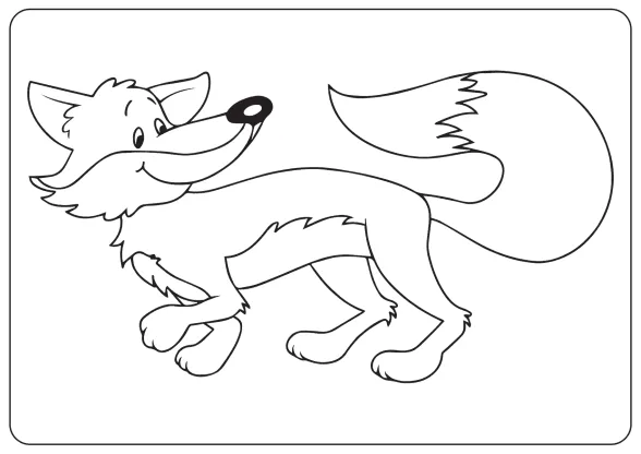 Fox with Long Tail Coloring Page 1 fox with long tail coloring page