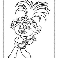 Poppy Playing Ukulele Coloring Page 22 poppy playing ukulele coloring page
