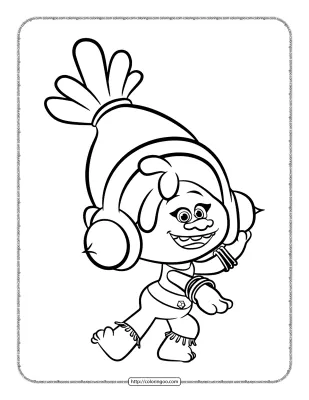 Trolls DJ Suki Dancing Coloring Pages